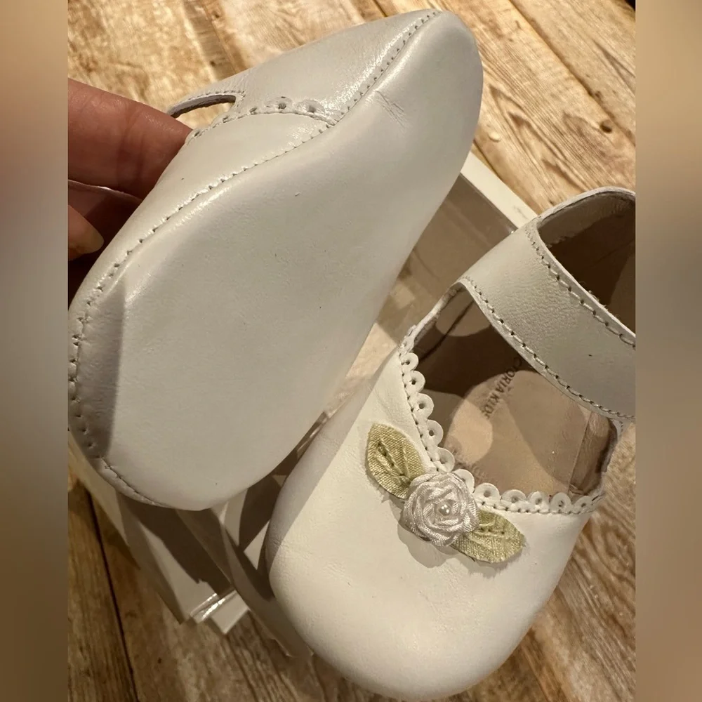 Victoria Kids Infant Crib shoes Genuine Leather Off White/Cream Various szs - Picture 3 of 8